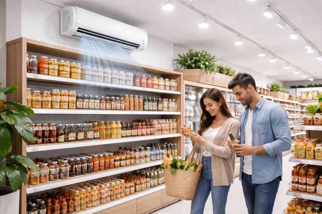 Klimatyzator ścienny w sklepie.